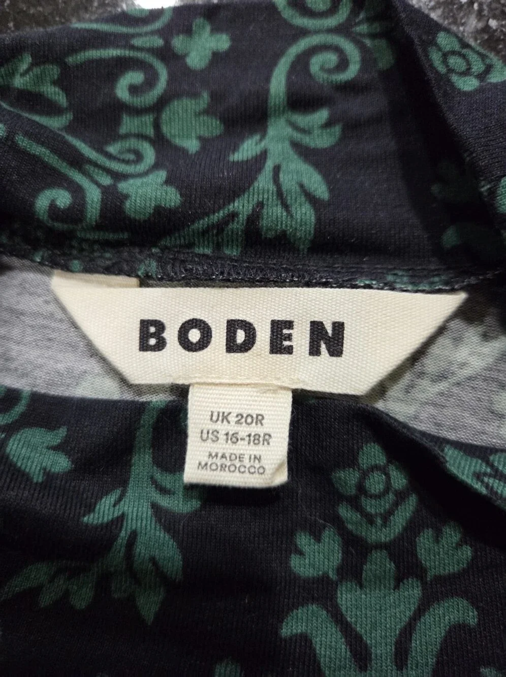 Boden Green & Black Long-Sleeve Jersey Midi Dress - Size 16/18R - Picture 6 of 9